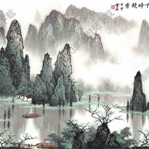 白雪石 名畫(huà)《桂林山水畫(huà)千峰競(jìng)秀》高清大圖74下載