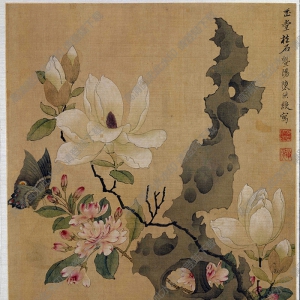 陳洪綬《蘭花柱石圖》國(guó)畫(huà)高清大圖下載