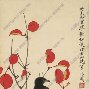 于非闇 國(guó)畫(huà)《翠微紅葉圖》高清大圖下載