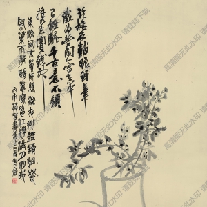 吳昌碩 國(guó)畫《花卉蘭草》高清大圖下載