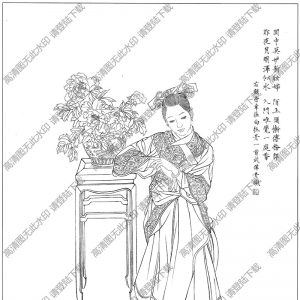 古代仕女畫線描畫底稿35高清大圖下載