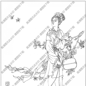 古代仕女畫線描畫底稿39高清大圖下載