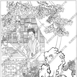 古代仕女畫線描畫底稿45高清大圖下載