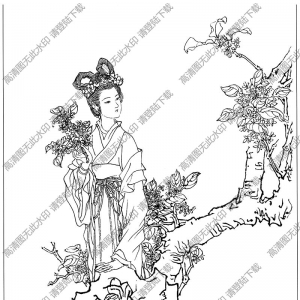 古代女子白描線稿67高清圖片下載