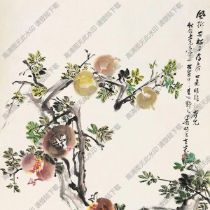 王個(gè)簃國(guó)畫(huà)作品 石榴 多子圖1 高清下載