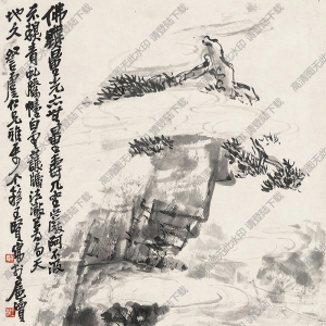 王個(gè)簃國(guó)畫(huà)作品 坐佛圖 高清下載