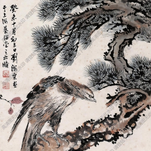 劉海粟國(guó)畫(huà)作品 松鷹圖 高清下載