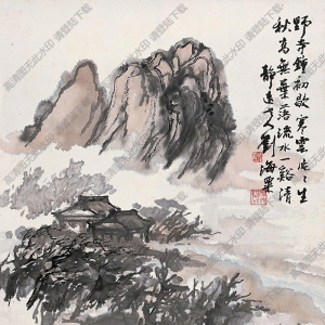 劉海粟國(guó)畫(huà)作品 野寺寒云圖 高清下載