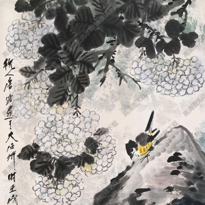 唐云國(guó)畫(huà)作品 繡球小鳥(niǎo) 高清下載