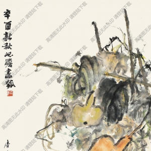 唐云國(guó)畫(huà)作品 稚雞葫蘆 高清下載