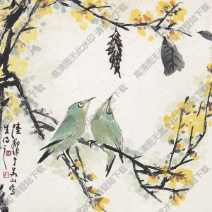 陸抑非作品 山花雙鳥(niǎo) 高清大圖下載