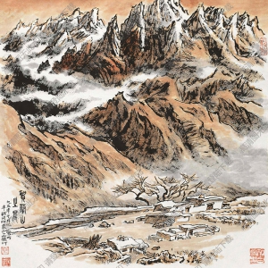 張仃國(guó)畫(huà) 賀蘭山之晨 高清大圖下載