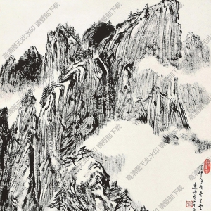 張仃國(guó)畫(huà) 焦墨山水 高清大圖下載