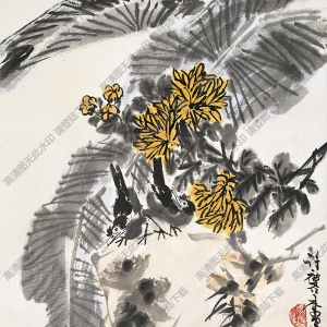 許麟廬作品 菊花小鳥(niǎo) 高清大圖下載