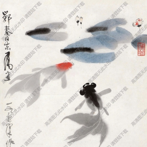 吳作人國(guó)畫(huà)作品 雙魚(yú) 高清下載