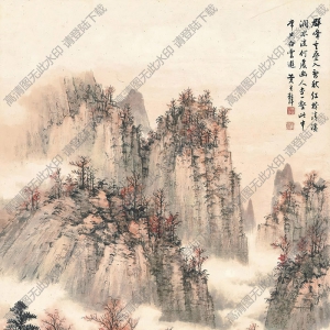 黃君璧作品 清溪紅樹(shù) 高清大圖下載