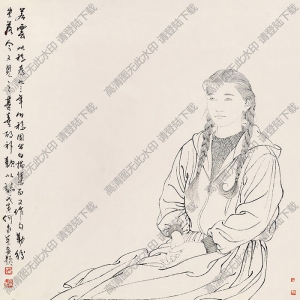 何家英國(guó)畫(huà) 白描仕女 高清大圖下載