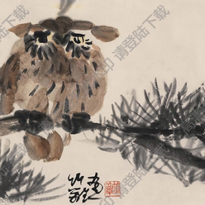 孫竹籬國(guó)畫(huà)作品 貓頭鷹4 高清下載