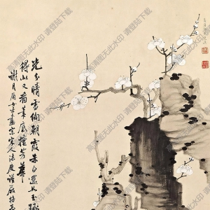 符鐵年國(guó)畫(huà) 山茶白梅 高清大圖下載