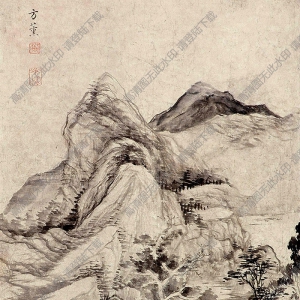 方薰國(guó)畫(huà) 溪山清遠(yuǎn)圖 高清大圖下載