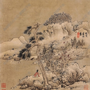 藍瑛作品 松下賞雪 高清大圖下載