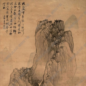 藍瑛作品 攜杖渡橋 高清大圖下載