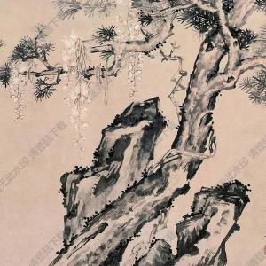 李鱓國(guó)畫(huà) 藤湖石圖 高清大圖下載