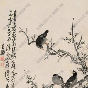 李鱓作品 幽禽對(duì)語(yǔ) 高清大圖下載