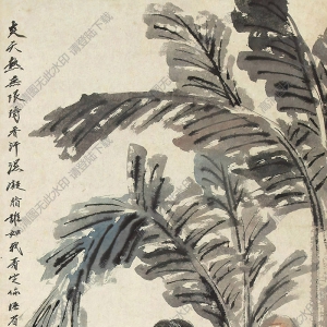 金雪野國(guó)畫(huà) 芭蕉仕女 高清大圖下載