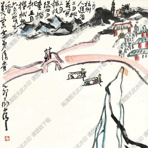 丁衍庸國(guó)畫(huà) 西湖佛影 高清大圖下載