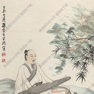 孫云生國(guó)畫(huà) 琴思圖 高清大圖下載