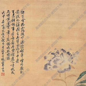 費丹旭作品 白芍紅櫻圖 高清大圖下載